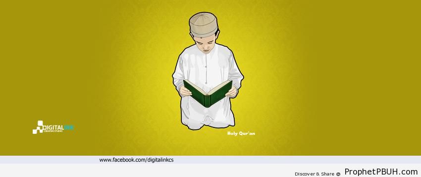 Drawing of Boy Reading Quran - Drawings 