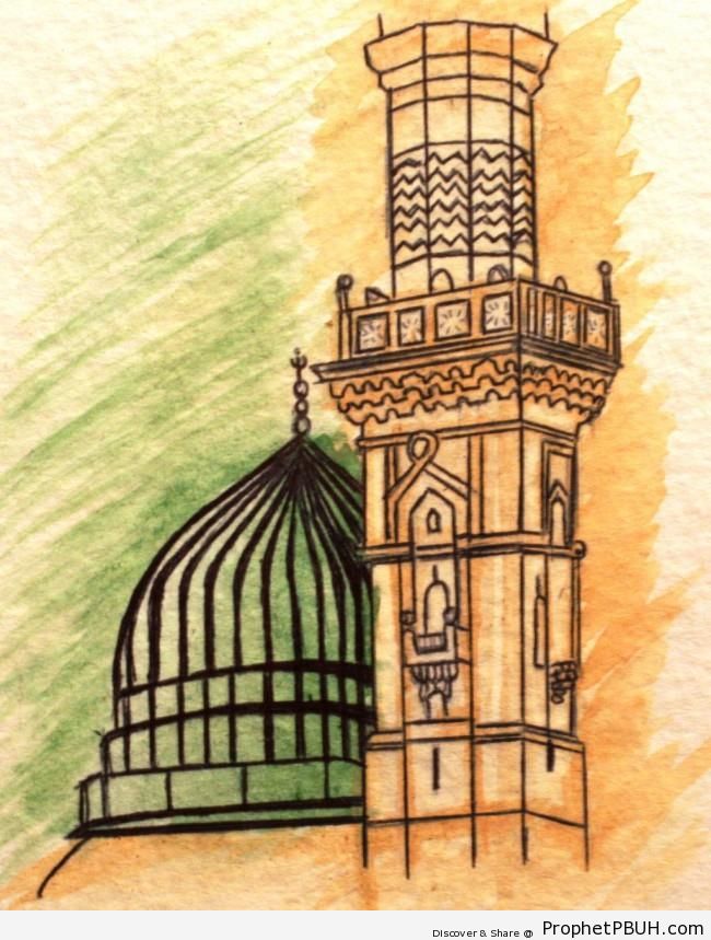 Drawing Of Masjid E Nabvi Komseq