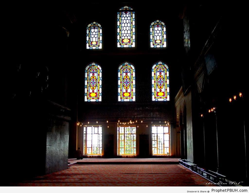 Peaceful Prayer Hall of Sultan Ahmed Mosque in Istanbul, Turkey - Islamic Architecture -Picture