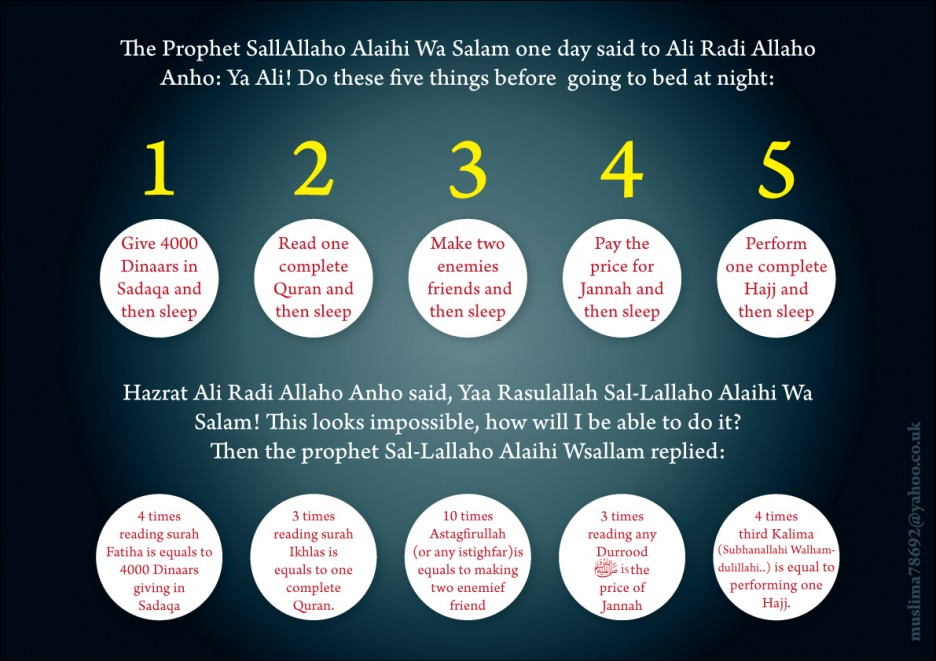 5 Things before going to bed Hadith
