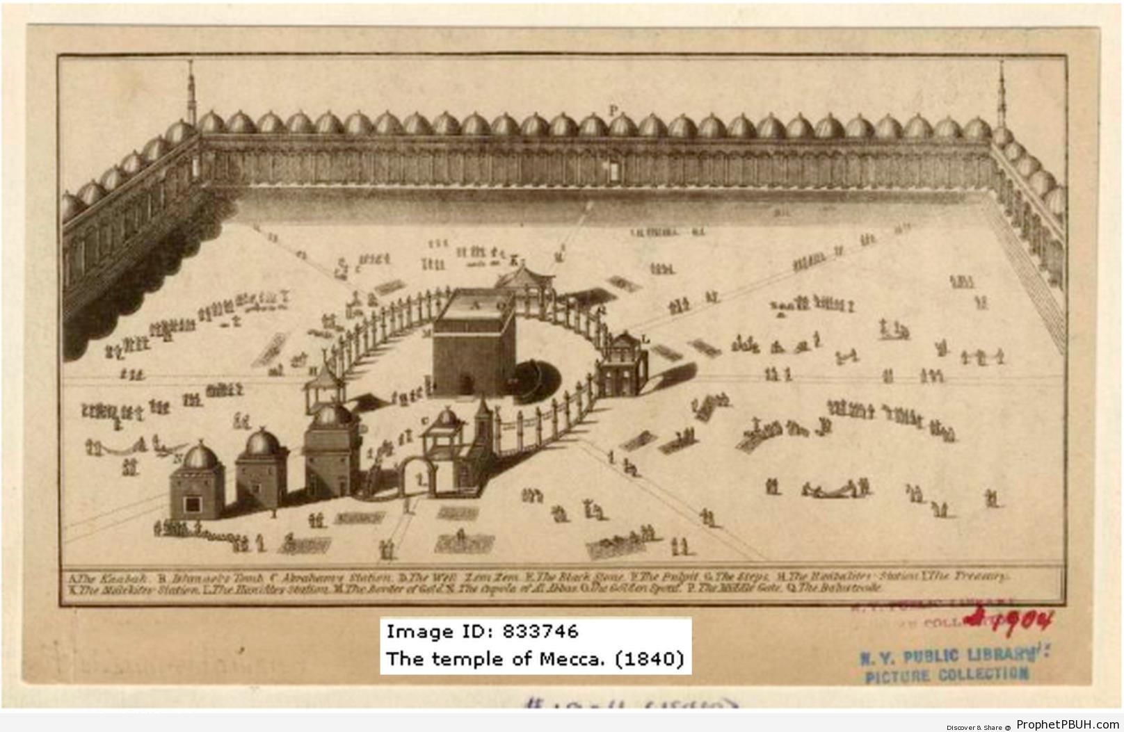 1840 Drawing of Masjid al-Haram - al-Masjid al-Haram in Makkah, Saudi Arabia -Picture