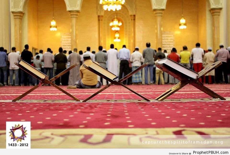 Books of Quran and Men Praying - Drawings 