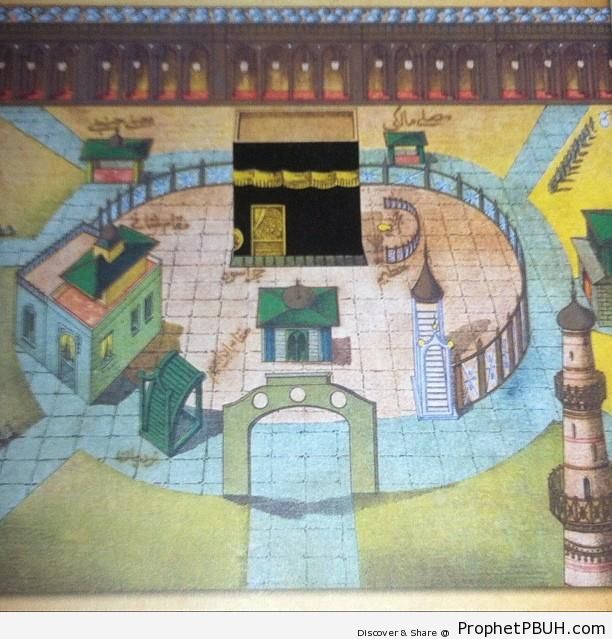 Drawing of Masjid al-Haram - al-Masjid al-Haram in Makkah, Saudi Arabia