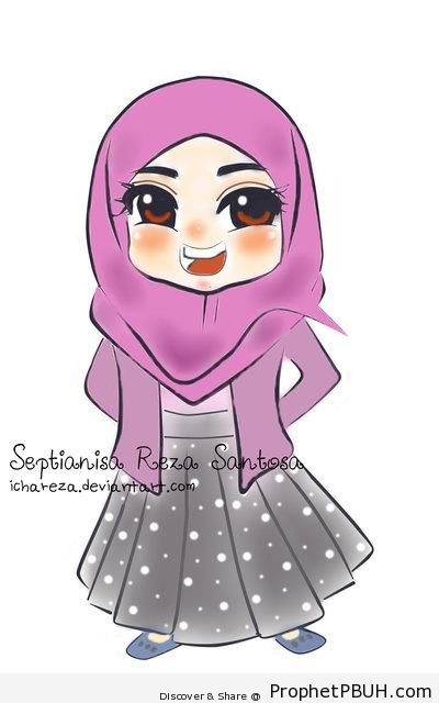 Happy Chibi Girl - Chibi Drawings (Cute Muslim Characters)