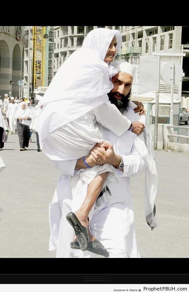 Son Carrying Mother to Friday Prayers (Madinah, Saudi Arabia) - Islamic Architecture