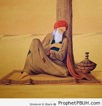 The Best Provision (Old Man Rests in Desert With Book of Quran) - Artist- S. A. Noory